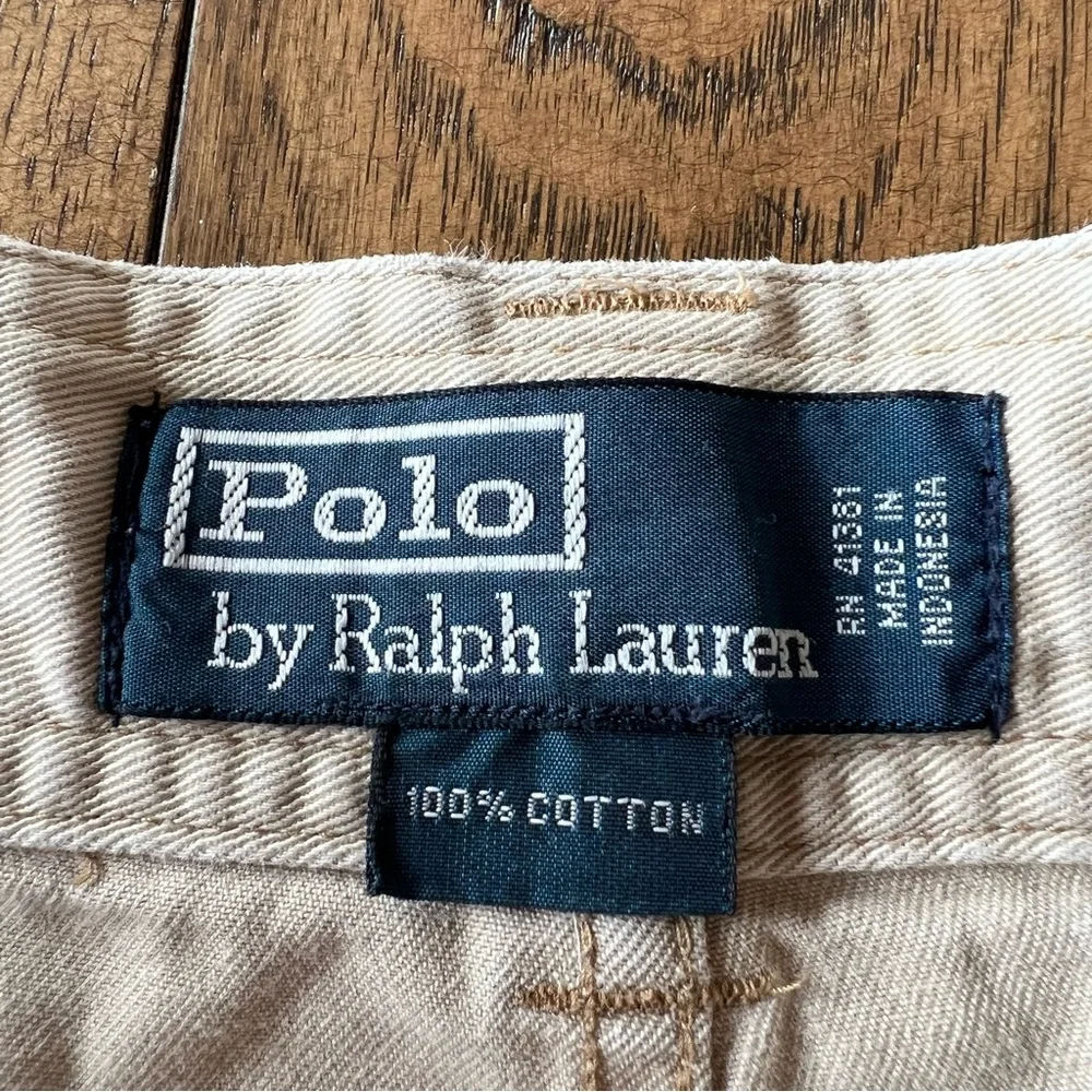 Polo By Ralph Lauren Cargo Shorts Men’s 36 Beige 10” Inseam Vintage Baggy Cotton